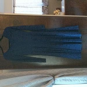 Scalloped top blue lace dress